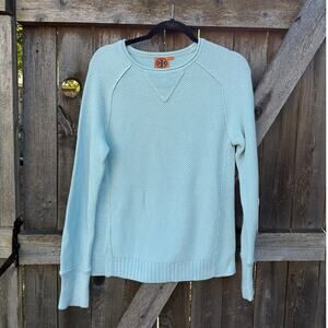 TORY BURCH aqua tunic large SWEATER rayon nylon